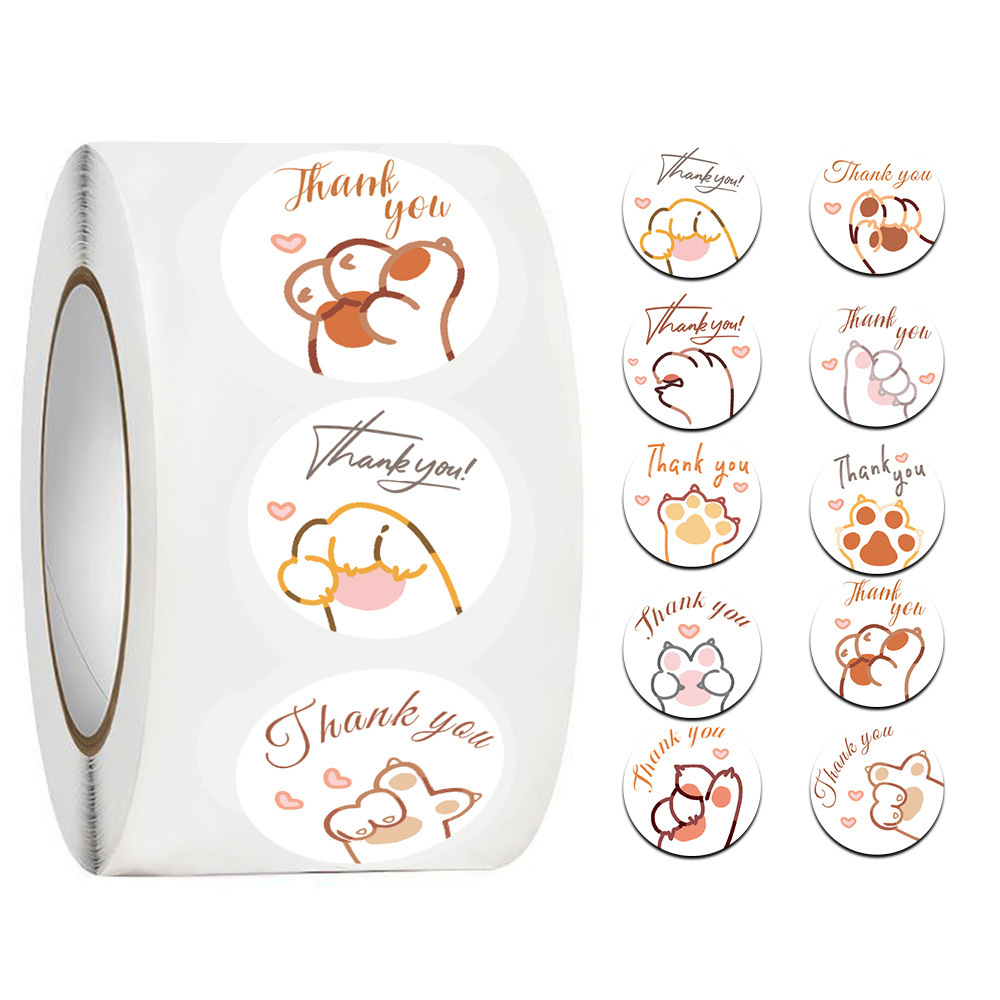 Sticker Label Roll - JCAC 500 adet/rulo Sevimli Karikatür Kedi